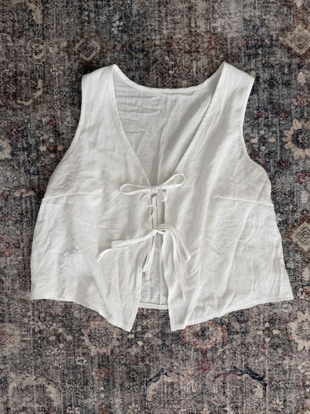 White Tie-Front Women's Top